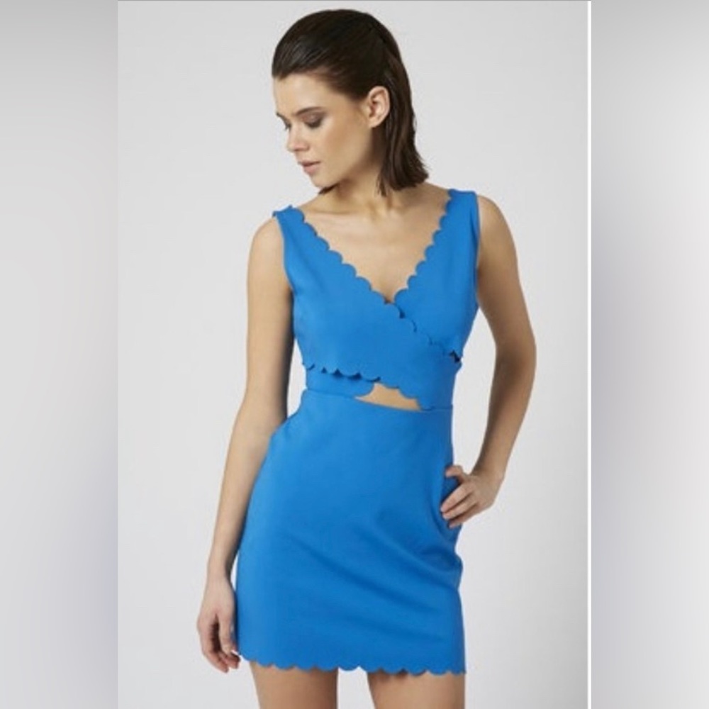 Topshop cerulean blue scallop edge dress